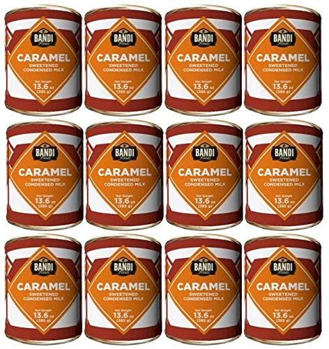 BANDIFoods Imported Sweetened Condensed Milk, 13.6 Ounce (Pack of 12), Easy Opener, Authentic Delicious Taste for Baking, Tea and Coffee (12 Pack, Caramel)