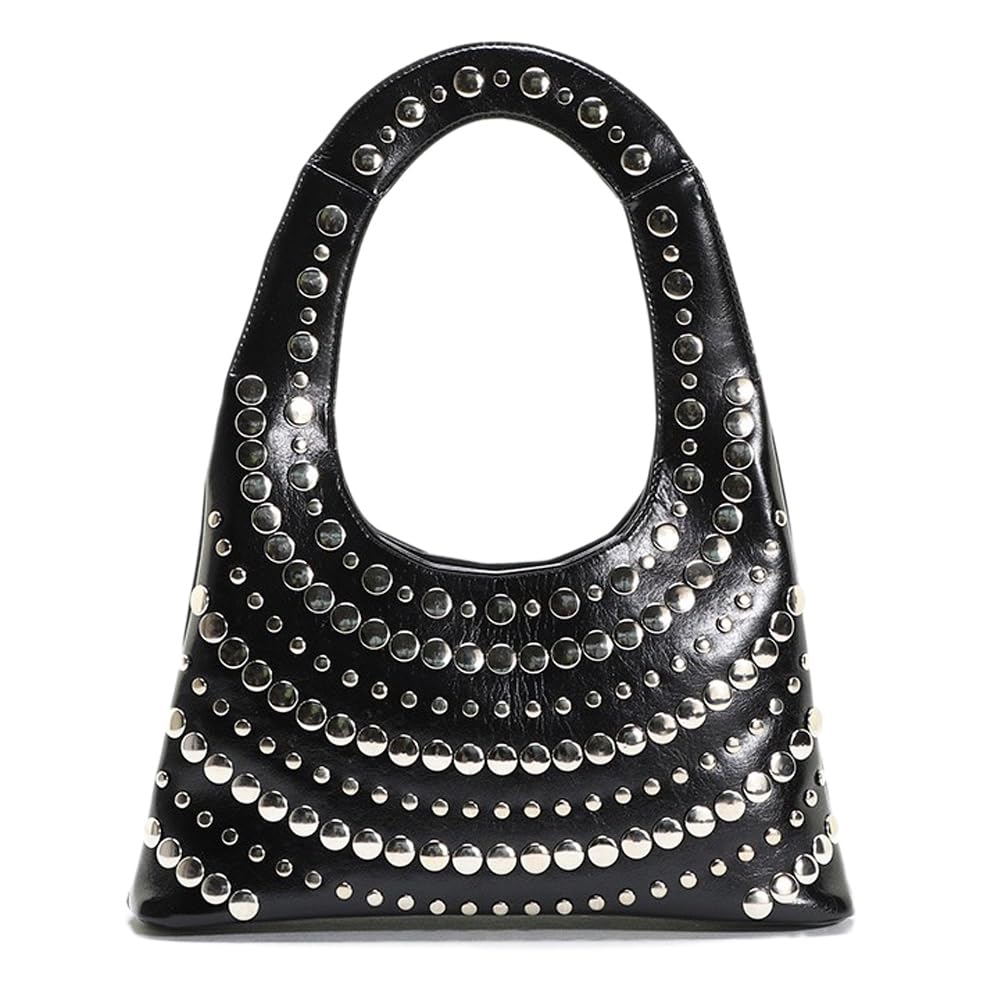 CUXVA Studded Purses Y2k Shoulder Bag 90s Punk Women Small Shouder Purse PU Leather Designer Handbags