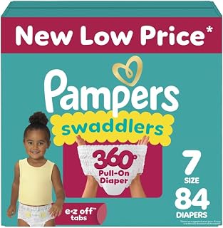 Swaddlers 360 Pull-On Diapers, Size 7, 84 Count for up to 100% Leakproof Skin Protection and Easy Changes