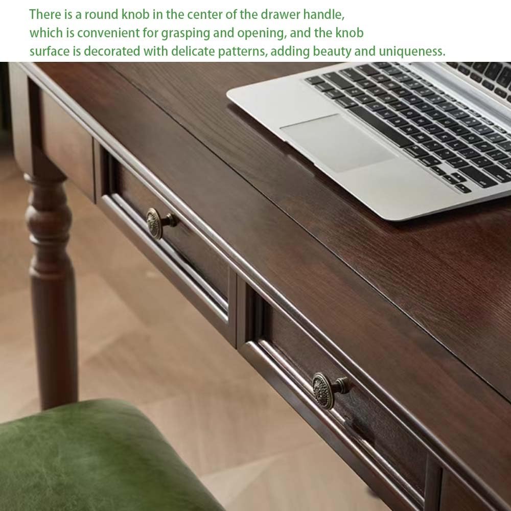 Schreibtisch aus Massivholz mit Schubladen, 120 cm,Walnussfarben | Französischer Landhausstil, ideal für Zuhause, Wohnzimmer, Arbeitszimmer oder Büro