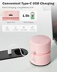 JOYTUTUS Mini Vacuum Cleaner Car Vacuum Portable Cordless 360º Rotatable Handheld Vacuum 2 Suction Modes USB for Car/Home/Pet Hair/Office/Desk/Keyboards (Pink)