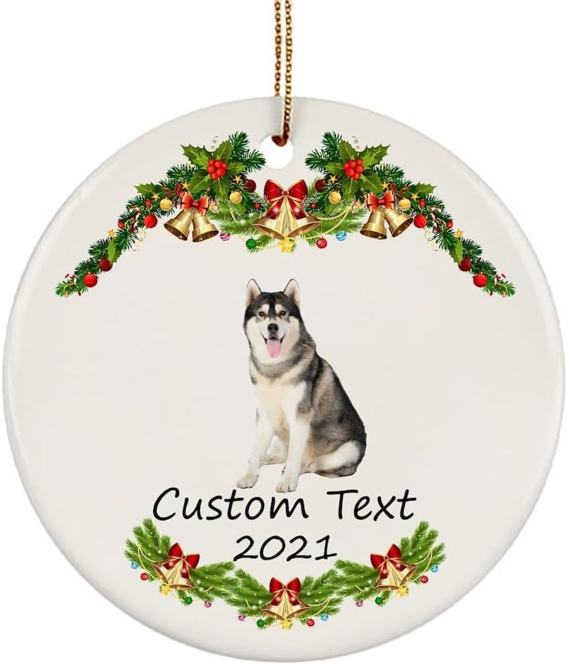 Personalized Name Siberian Husky Ornaments for Christmas