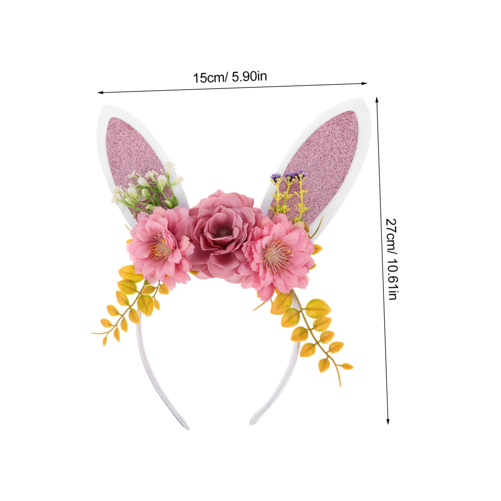 Healeved Serre-tête Lapin De Pâques Avec Oreilles Et Fleurs Bandeau Pour Adulte Et Fille Accessoire De Coiffure Pour Carnaval Et Fête