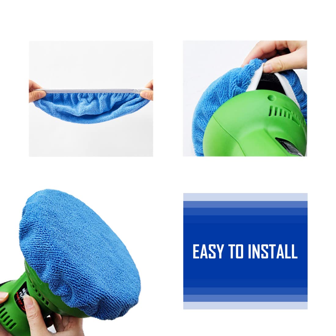 UTSAUTO 6pcs Car Polisher Pads - 9-10 Inch Microfiber Polishing Bonnet Pads Kit