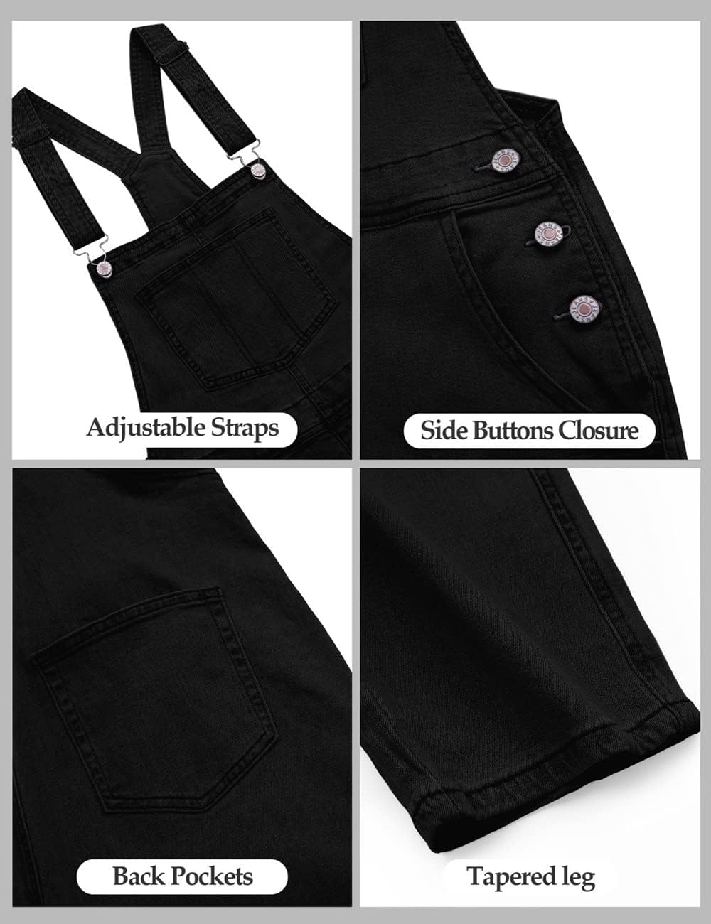 luvamia Women's Casual Stretch Adjustable Denim Bib Overalls Jeans Pants Jumpsuits - Image 3