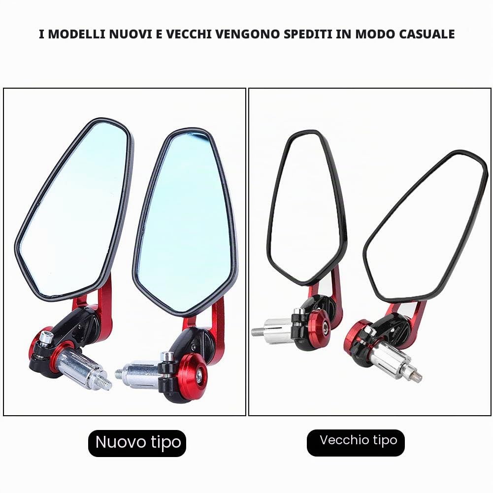 Akozon Specchietti per Moto, 22mm 7/8in Specchietti Retrovisori Universali per Motocicletta Specchietto Retrovisore Laterale in Lega di Alluminio CNC per Moto(Rosso)