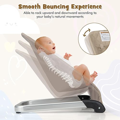 Miniatura 17 de BABY JOY Gorila para bebé, asiento plegable para bebé con arnés de seguridad de 5 puntos, funda de tela extraíble y 3 colgantes de felpa, gorila