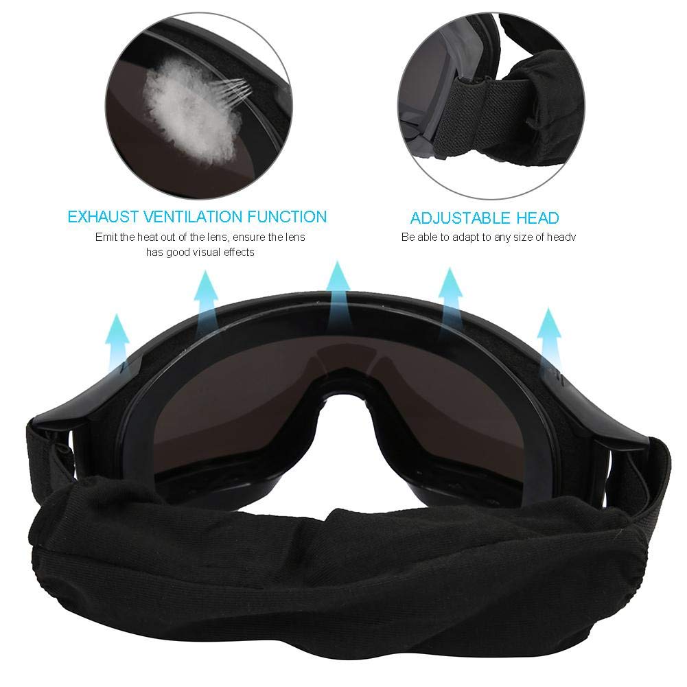 Alomejor Occhiali tattici Occhiali di protezione anti-appannamento anti-appannamento con 3 lenti di spettacolo di protezione per ciclismo guida paintball tattico softair sci (nero)