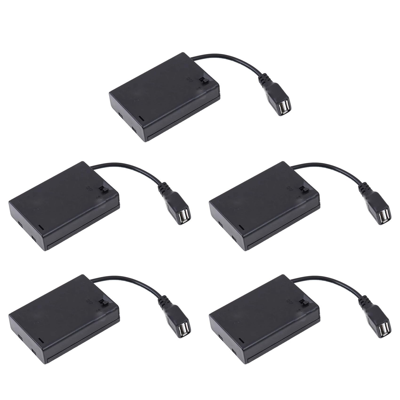 Jnchdghwa Women's Black 5Pcs 3Xaa Battery Case With Cover And Switch Connected To Usb Connector Usb Socket Battery Holder