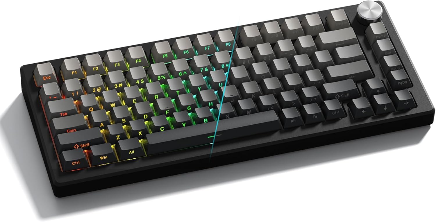 PBT 136 klawiszy przezroczyste, Double Shot Profile Cherry Shine Through Keycaps, niestandardowe nakładki na klawisze cieniowane klawisze do klawiatur mechanicznych ANSI US - szare