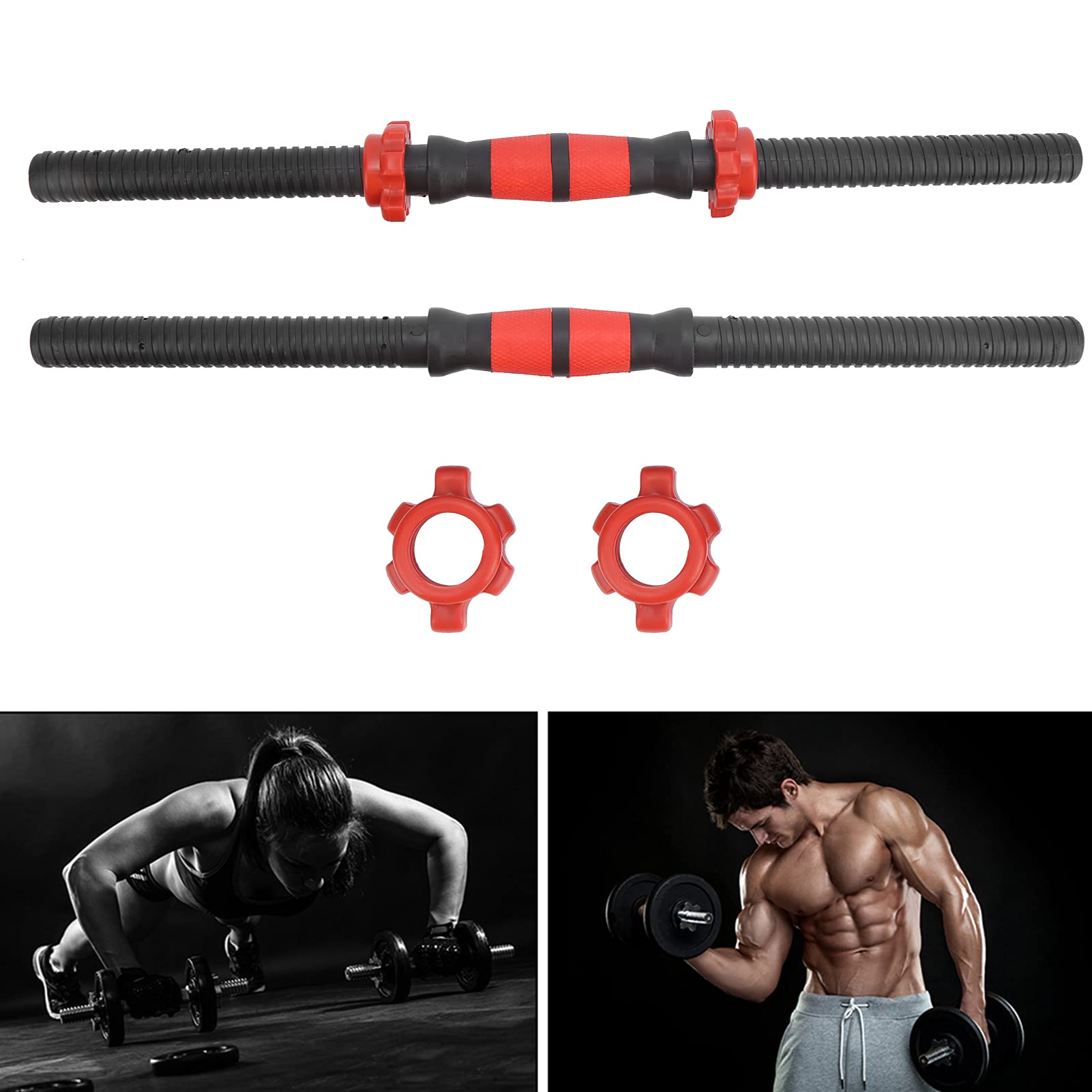 Maniglie per manubri da 2 pezzi, manubri in plastica da 50 cm/19,7 pollici con 4 dadi, manici per bilancieri leggeri, attrezzature per il fitness, accessori per sollevamento pesi,