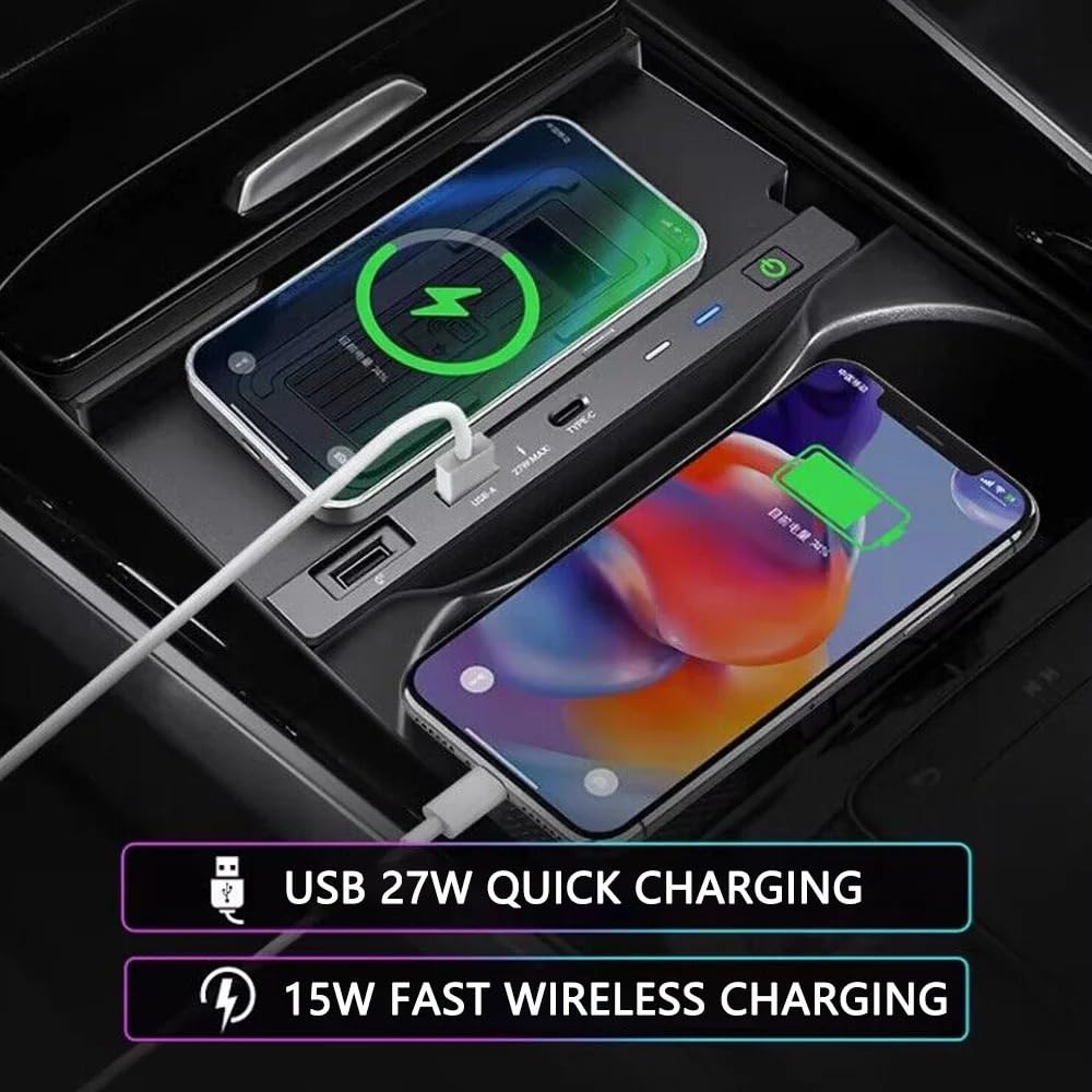 Chargeur sans fil de voiture adapté for Mercedes Benz GLA CLA AMG W177 W188 W247 GLB 2019 2020 2021 2022, support de téléphone, tapis de Charge rapide