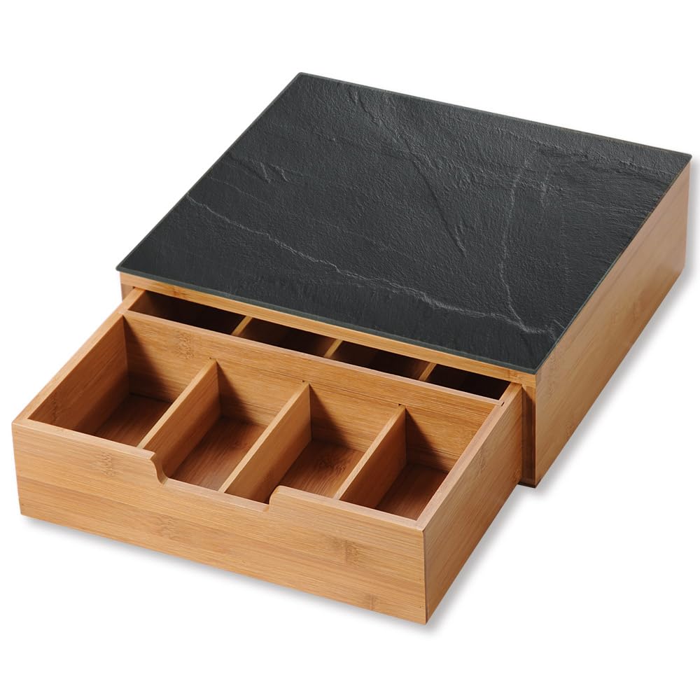 Kesper Bambus Box mit Schublade 30x31x9,5 cm Braun & Schwarz