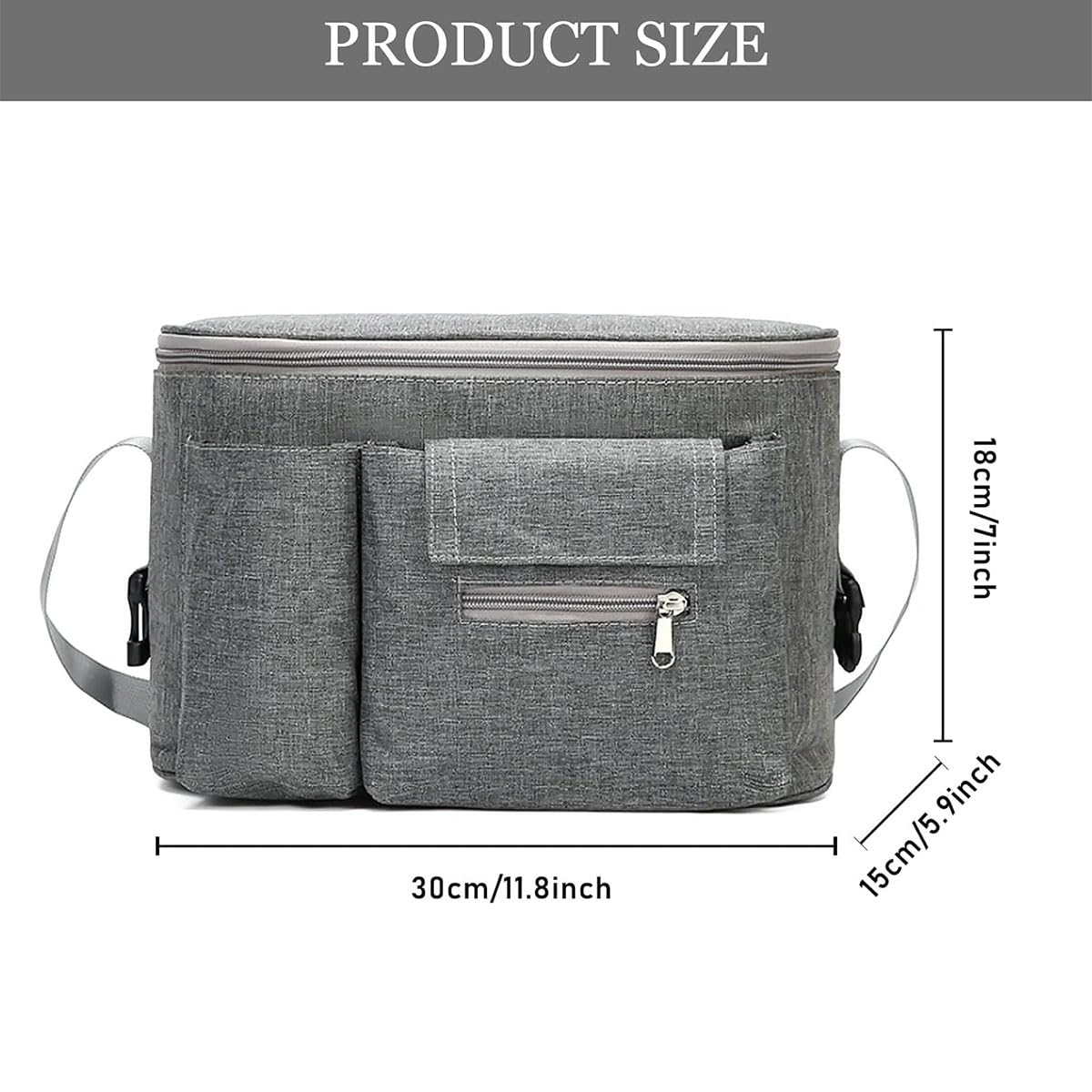 Carrozzina Organizer Passeggino, Borsa Per Passeggino Universale, Baby Borsa Passeggino Borsa Organizer, Organizer Per Passeggino Per Biberon, Pannolini, Salviette, Telefono Ccellulare (Grigio).