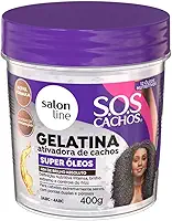 Salon Line, Gelatina Ativadora de Cachos, S.O.S Cachos Super Óleos, Nutrição Extraordinária, Veganos - Para Cabelos Cacheados, 400 g