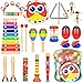 Dkinghome Instruments de Musique pour Bébé, Ensemble de Jouets Musicaux pour Tout-Petits en Bois, Jouets Educatifs Cadeaux avec Instruments à Secouer, à Taper