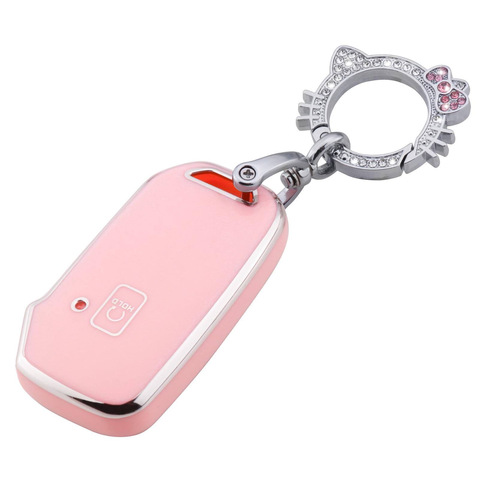 Pangpai Pink Key Fob Cover for Kia, Soft TPU Key Case Protection with Bling Keychain Fit for Kia Cerato Ceed Forte NIRO Sorento Seltos Sportage Soul Telluride Remote Smart Key Protector