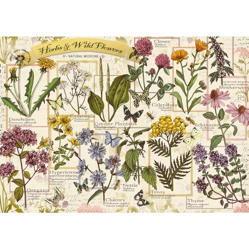 Trefl - Zielnik: Zioła lecznicze - Puzzle 500 Elementów - Układanka DIY z Retro Grafiką, Rośliny, Kreatywna Rozrywka, Zabawa, Puzzle Klasyczne dla Dorosłych i Dzieci od 10 lat