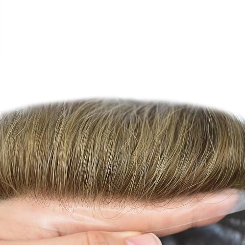 Miniatura 9 de Toupee - Sistema de reemplazo de cabello humano 100% europeo Remy, 0.002 in, piel ultrafina, pelo de poliuretano para hombre, línea capilar en V,