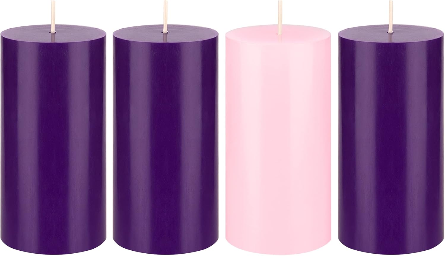 Mega Candles 4 pcs Unscented Christmas Advent Round Pillar Candle, Hand Poured