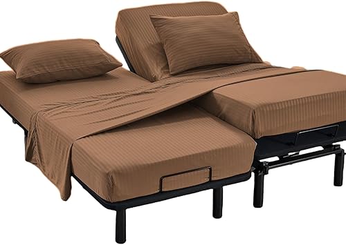 Miniatura 23 de Kingnex Juego de sábanas a rayas para sofá cama tamaño Queen para sofá cama, suave, doble cepillado, 4 piezas, funda de almohada