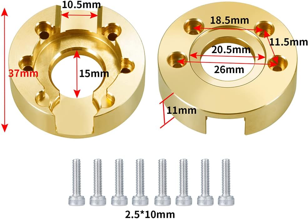 RCLions 4pcs Heavy Weight Brass Outer Portal Drive Housing for Redcat GEN8 Upgrades Parts 1/10 RC Crawler Car