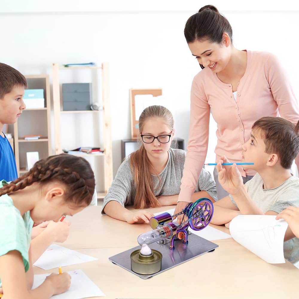 Bisofice K211 Modello di Motore Stirling Bassa Temperatura, Modello di Calore del Vapore, per Presentazione di Classe, per insegnanti, adulti e bambini, argento