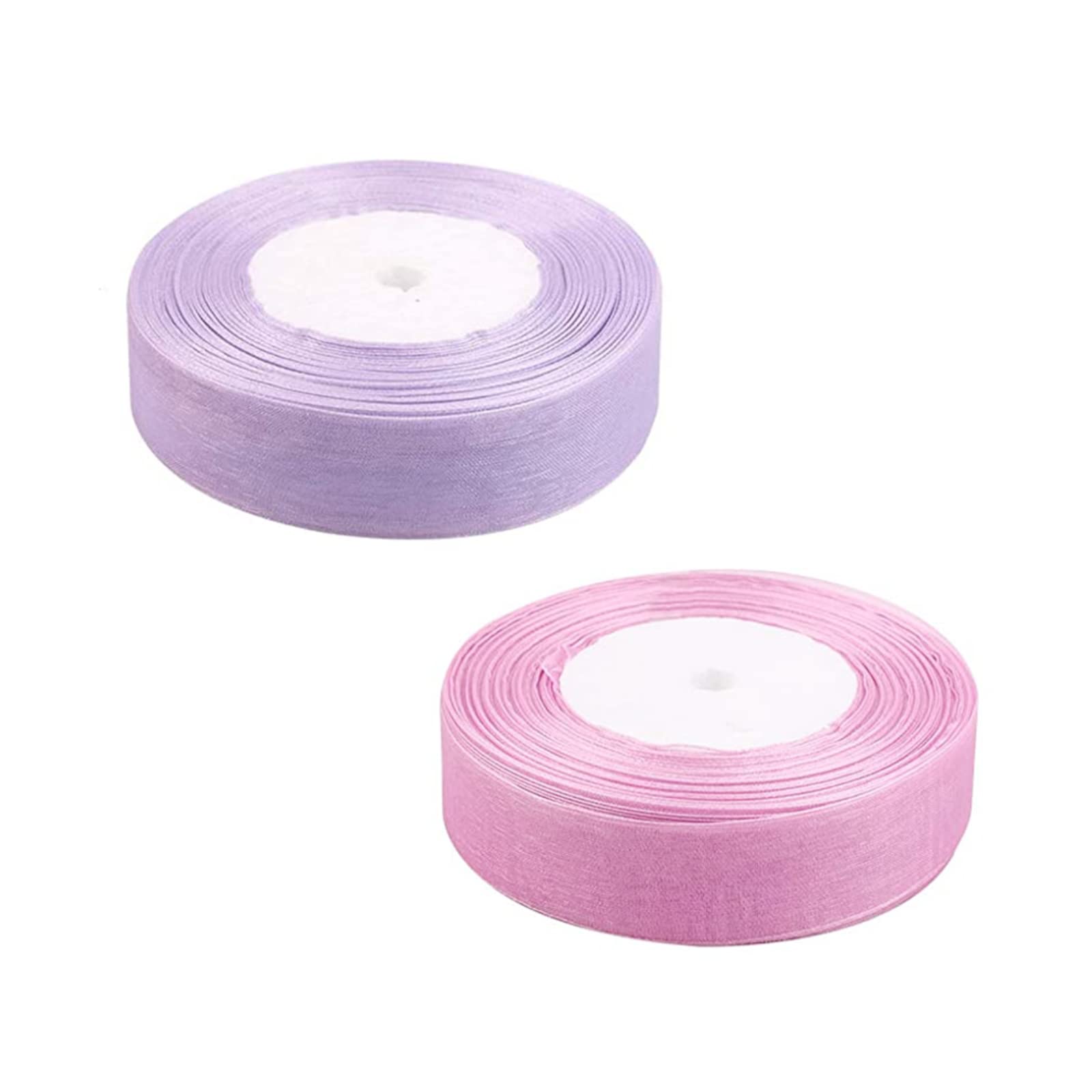 2 Rolls Organza Satin Ribbon Transparent Chiffon Ribbon for Wrapping Decorating Valentine's Day Wedding Birthday Bouquet Garland (2colors,2cm*45m Each Roll)