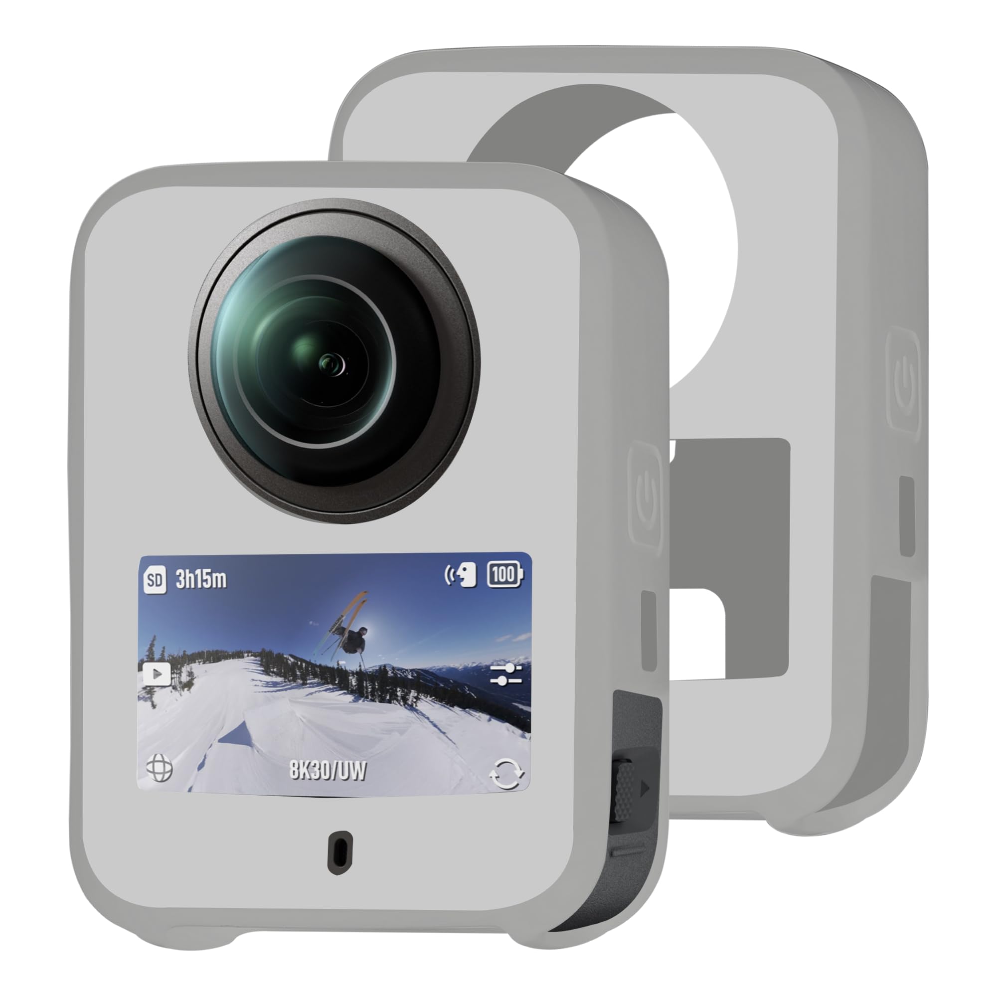 Osmo 360 Silikonowe Etui - Ochronne Etui na Obiektyw Aparatu Odporne na Zarysowania i Wstrząsy do DJI Osmo 360 Akcesoriów do Aparatu (Szare)