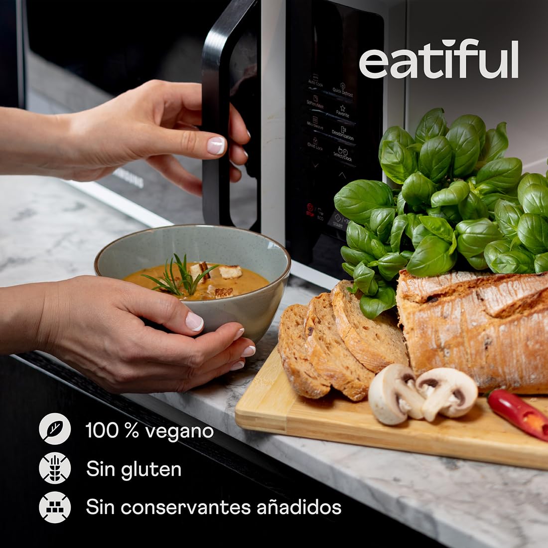 EATIFUL Sopa De Curry, Elaborada Con Verduras Orgánicas, Sopa De Curry Tailandesa Vegana Lista Para Comer, Sin Conservantes Añadidos, Sin Gluten, 400g (Paquete De 5 Unidad)