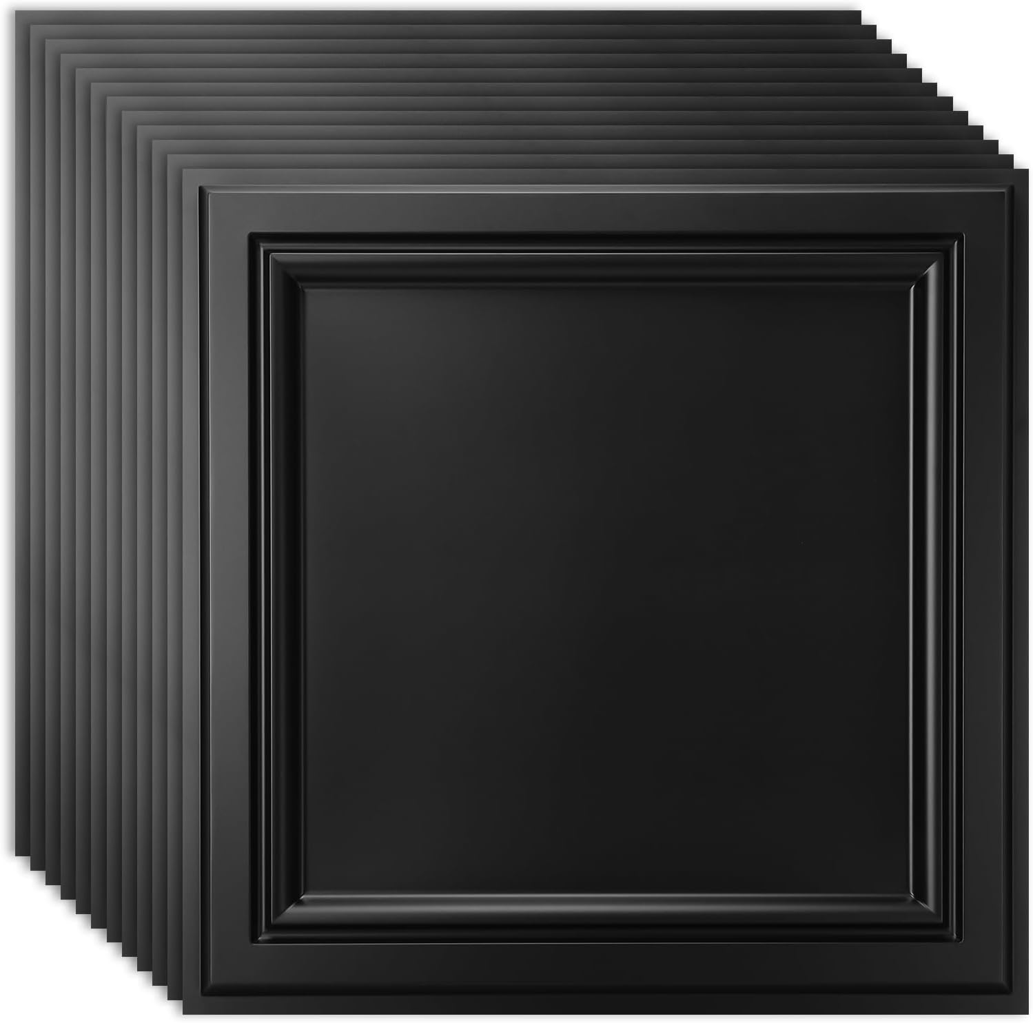 Art3d 12 Pack PVC Ceiling Tiles, 24x24 Inches Waterproof Drop Ceiling Tiles/Wall Panels for Interior Wall Decor, Covers 48 Sq.,ft, Matte Black