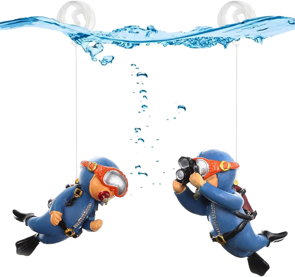 Aquarium Decorative Items, 2 Pcs Aquarium Floating Cartoon Diver Cute Resin Fish Aquarium Accessories All, 7 X 3 cm Cute Floating Diver Ornament for Fish Aquarium Fish Tank Accessories No Harm to Fish