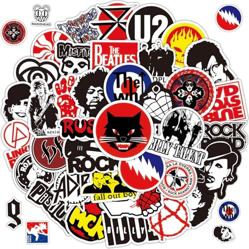 100 Autocollants Rock Band, Cool Metal Punk Stickers, Sticker Musique Bomb, Imperméable Vintage Vinyle Stickers, pour Ordinateur Portable, Bagages,...