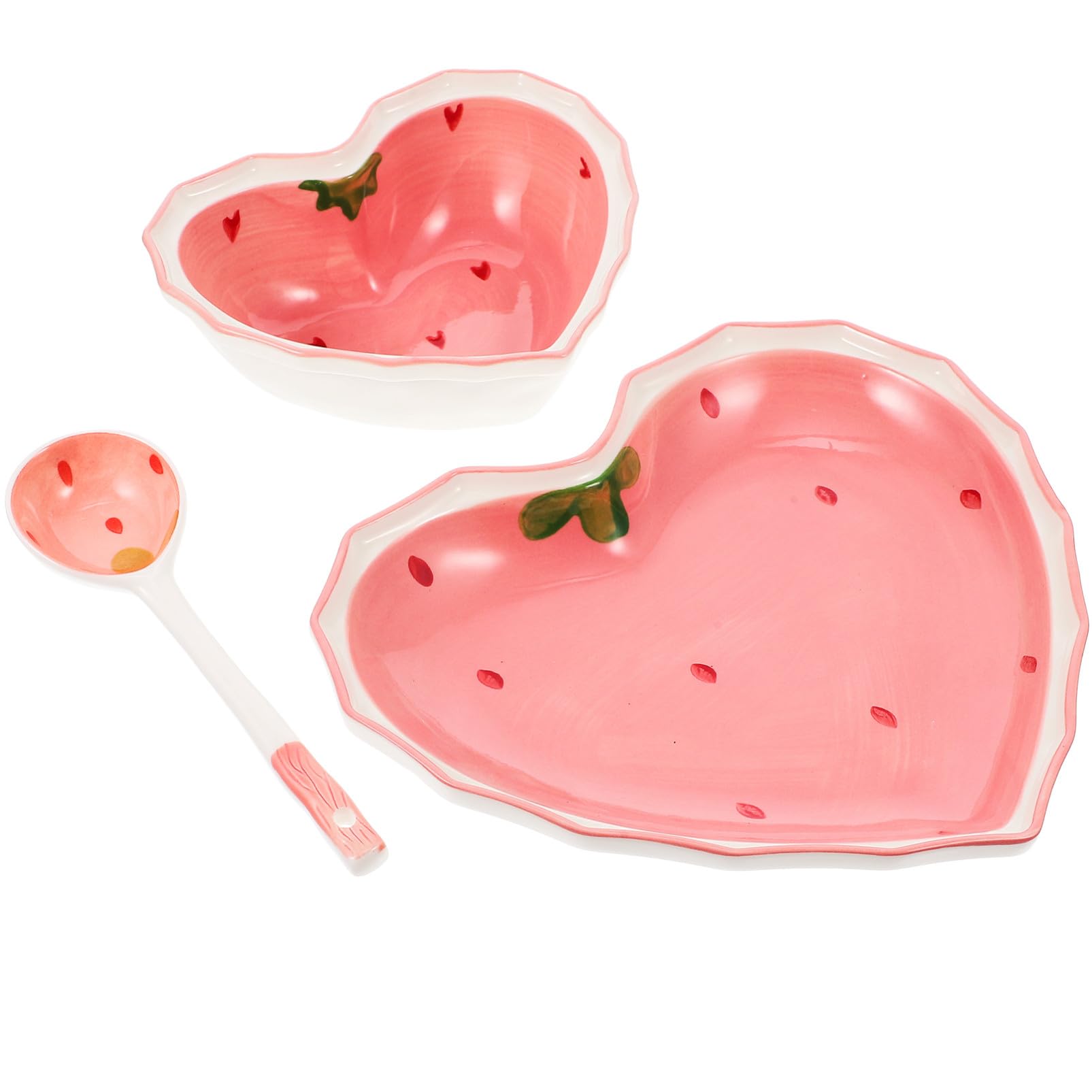 Saladier céramique ensemble 3 pièces avec assiette et cuillère