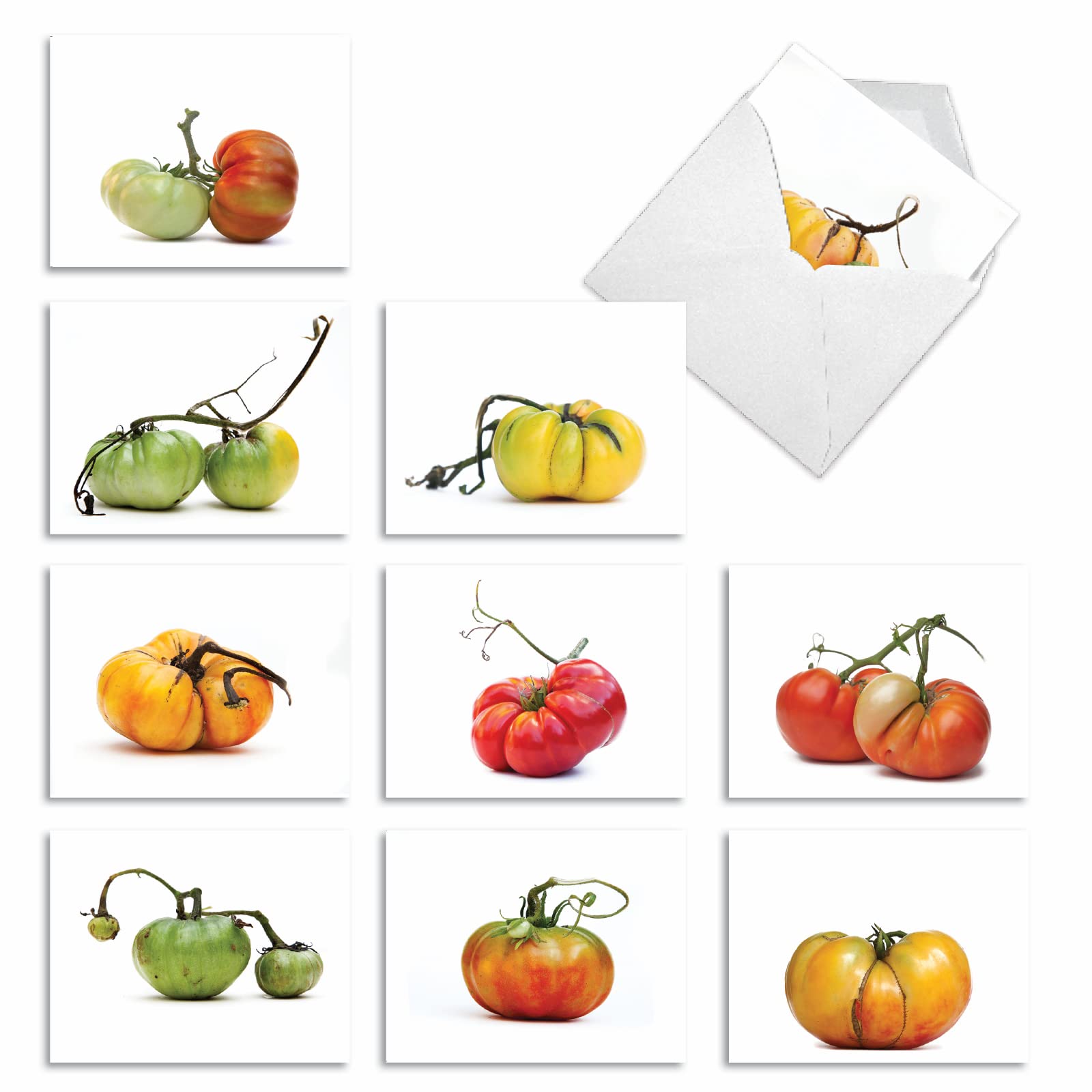 The Best Card Company 10 Assorted Thank You Notecards Box Set 4 x 5.12 Inch with Envelopes (10 Designs, 1 Each) YOU SAY TOMATO: 10 Assorted Thank You