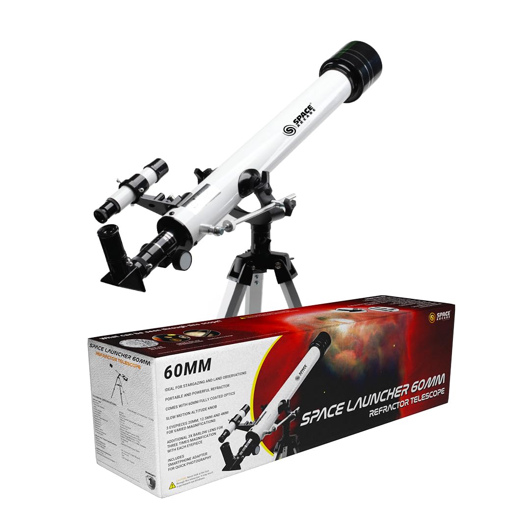 Space Launcher 60mm Astronomical Refractor Telescope, Focal Length 700mm,  Upto 525X Magnifications, Multiple Eyepieces for Moon Planet Viewing