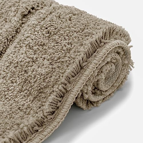 Velosso Super Soft Microfibre High Density Bath Mat Pedestal Mat Set Anti Slip Super Absorbent (Natural), Double - Image 3