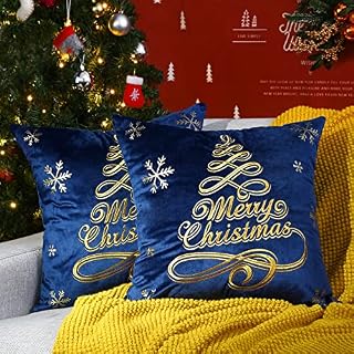 Lewondr Christmas Throw Pillow Covers, Snowflake Embroidery Hot Stamping Pattern Pillowcases Home Xmas Decorative Cushion Covers Soft for Sofa Bed Chair, 2 Pack, Gray