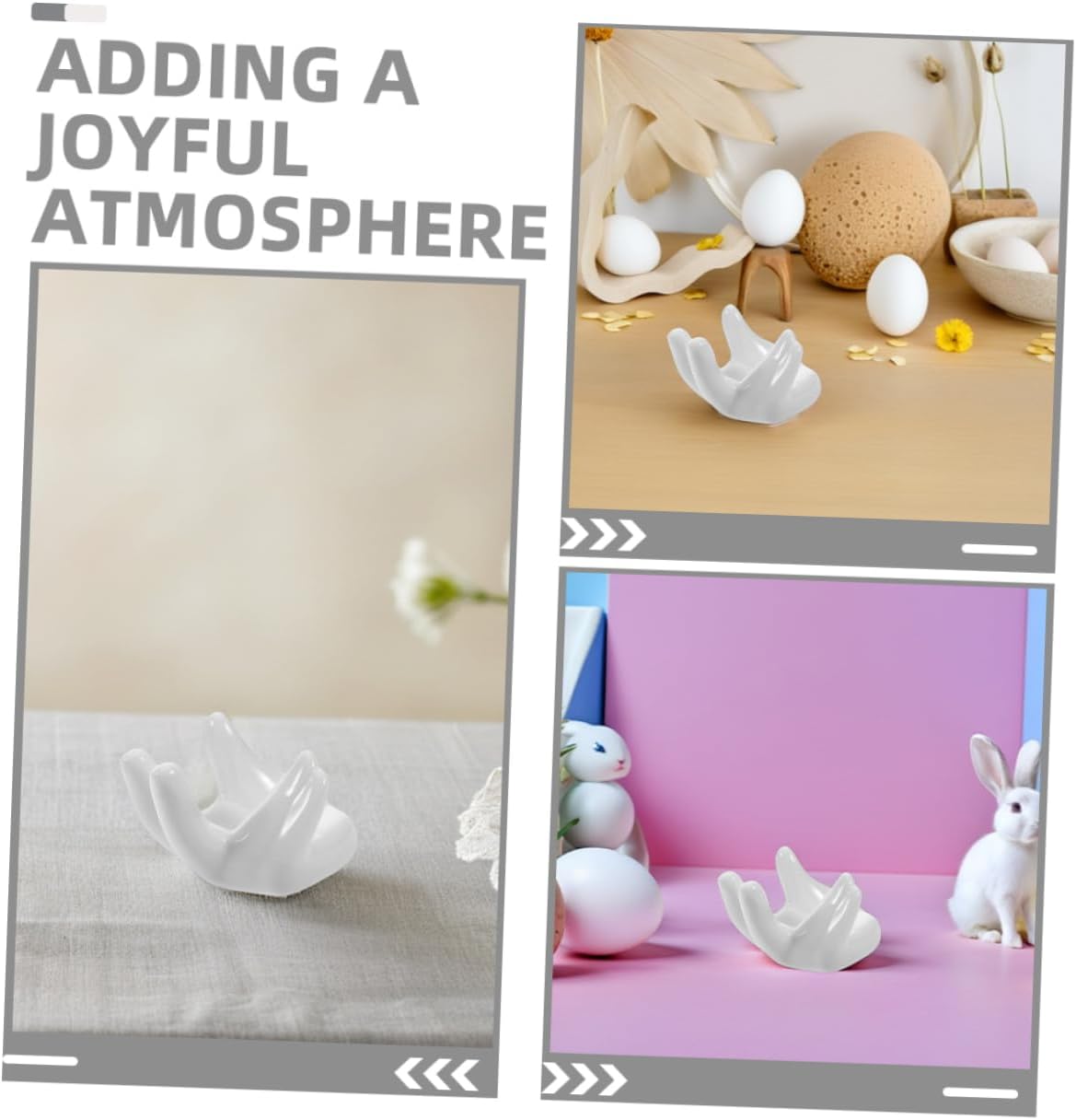Set of 6 Hand-shape Ceramic Egg Cups Easter Egg Holder Stand Porcelain for Kitchen Decor