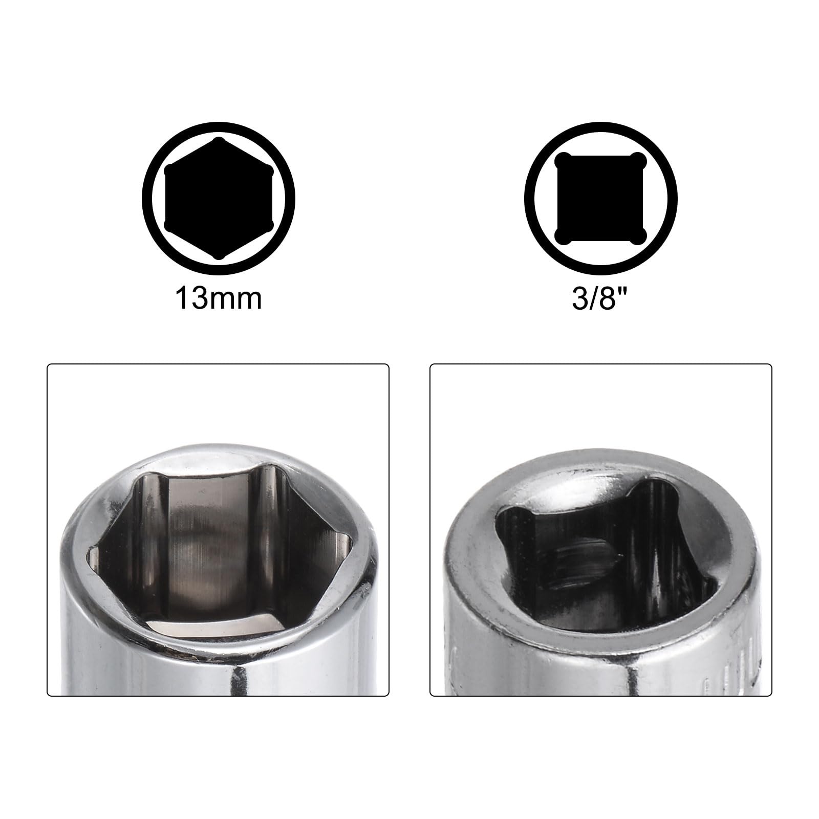 QUARKZMAN 3/8 Pollice Drive 13mm Presa a 6 Punti, Metrica, Cr-V