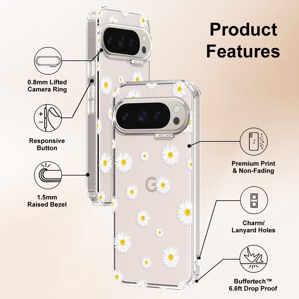 MOSNOVO Case for Google Pixel 10 & Pixel 10 Pro, [Buffertech 6.6ft Military-Grade Drop Protection] [Anti Peel Off Tech] Clear TPU Bumper Phone Case Cover Design - Cute Cherry — view 26