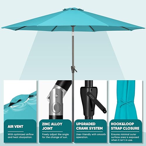 Miniatura 46 de Tempera Patio Market Outdoor Table Umbrella with Push Button Tilt and Crank,Large Sun Umbrella with Sturdy Pole&Fade resistant canopy,Easy to set
