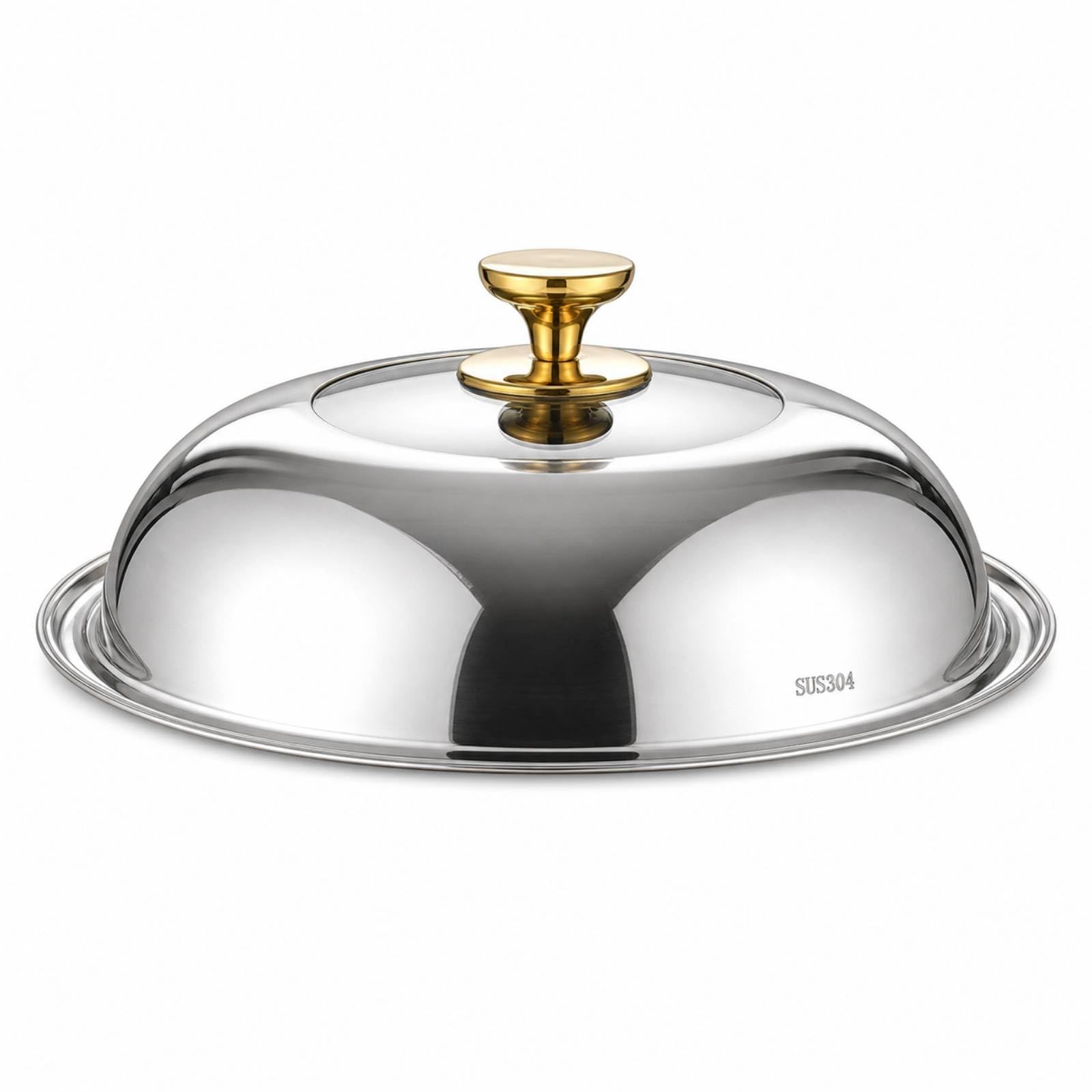 Coperchio con Vetro Trasparente Coperchio con Pomello Resistente per Cucina, 42cm, Manico Verticale, Materiale 304 Puro