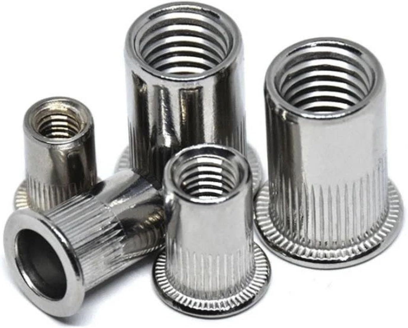 Rivet Nuts,Insert Nuts,Socket NutsThreaded Inserts5/20pcs 304 Stainless Steel M3 M4 M5 M6 M8 M10 M12 Flat Head Rivet Nut Vertical Stripe Rivet Nut Flat Head Cylindrical Pull Cap Rivet Nuts (Color : M1