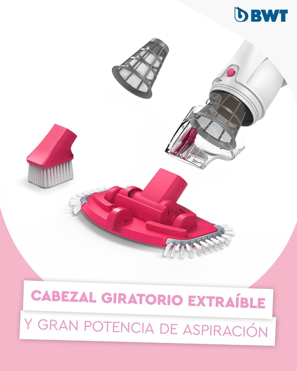 BWT Aspirador de Piscinas BWT BC30 Incl. pértiga telescópica | Limpieza eficaz de Piscinas de hasta 15 m³ | Funcionamiento sin Cable