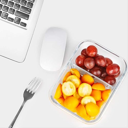 Miniatura 6 de DAS TRUST Paquete de 10 recipientes de vidrio para preparación de comidas, aptos para microondas, tazones de preparación de comidas, recipientes de