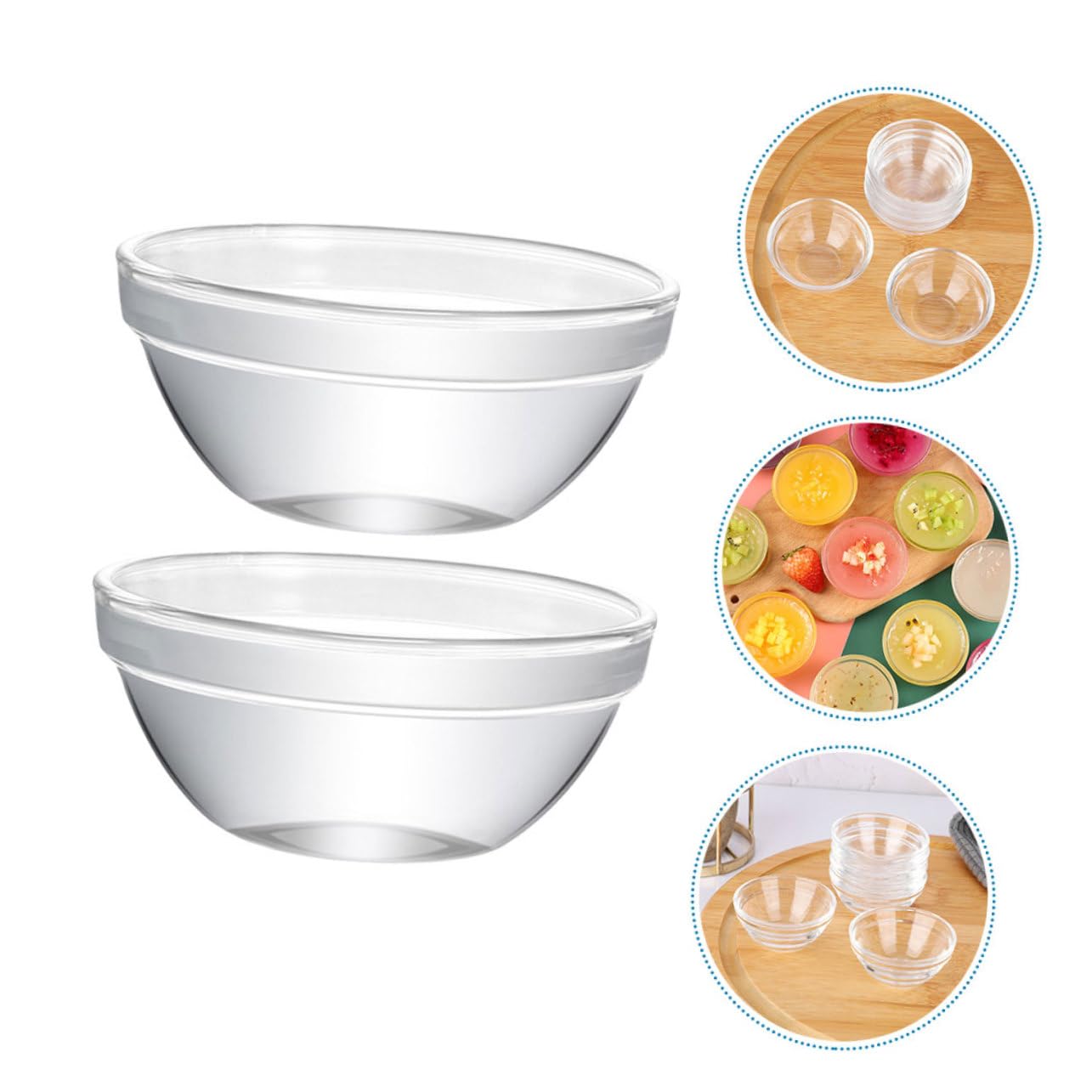 HAKIDZEL Set of Glass Dessert Serving Bowls Break Resistant Microwave Safe for Fruit Salads Pudding Appetizers
