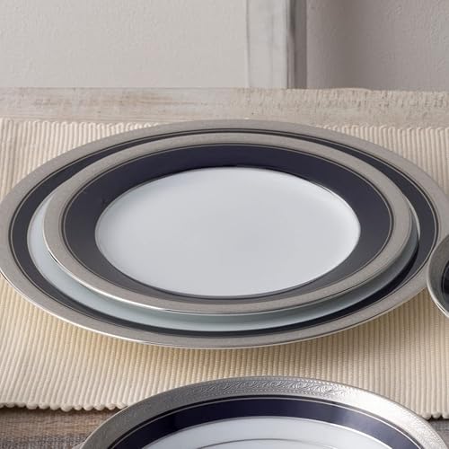 Miniatura 9 de Noritake Crestwood Cobalt Platinum - Juego de vajilla de 12 piezas, servicio para 4