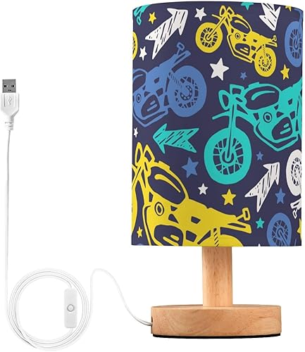 Miniatura 1 de GuoChe Bedroom Lamps USB Lamp Burlap Painted Motorcycles Blue Lamps for Girls Bathroom lámparas de mesa para sala