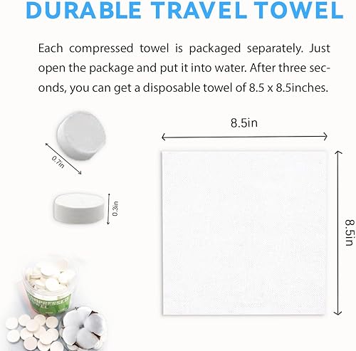 Miniatura 10 de Toallas comprimidas portátiles desechables de algodón comprimido para viajes, camping, senderismo, deporte, salón de belleza, toallitas para manos